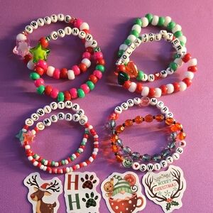 Swiftie Beaded Christmas Bracelets Set of 8 with 4 Bonus Stickers.